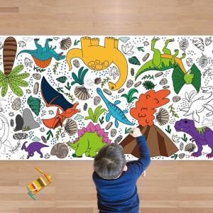 OHOME Summer Giant Coloring Poster/Tablecloth – Summer Toys | 30 x 72 Inches Jumbo Coloring Banner – Kids Crafts Activities Games Decor Party Favors Birthday Decorations for Classroom School(Dinosaur)