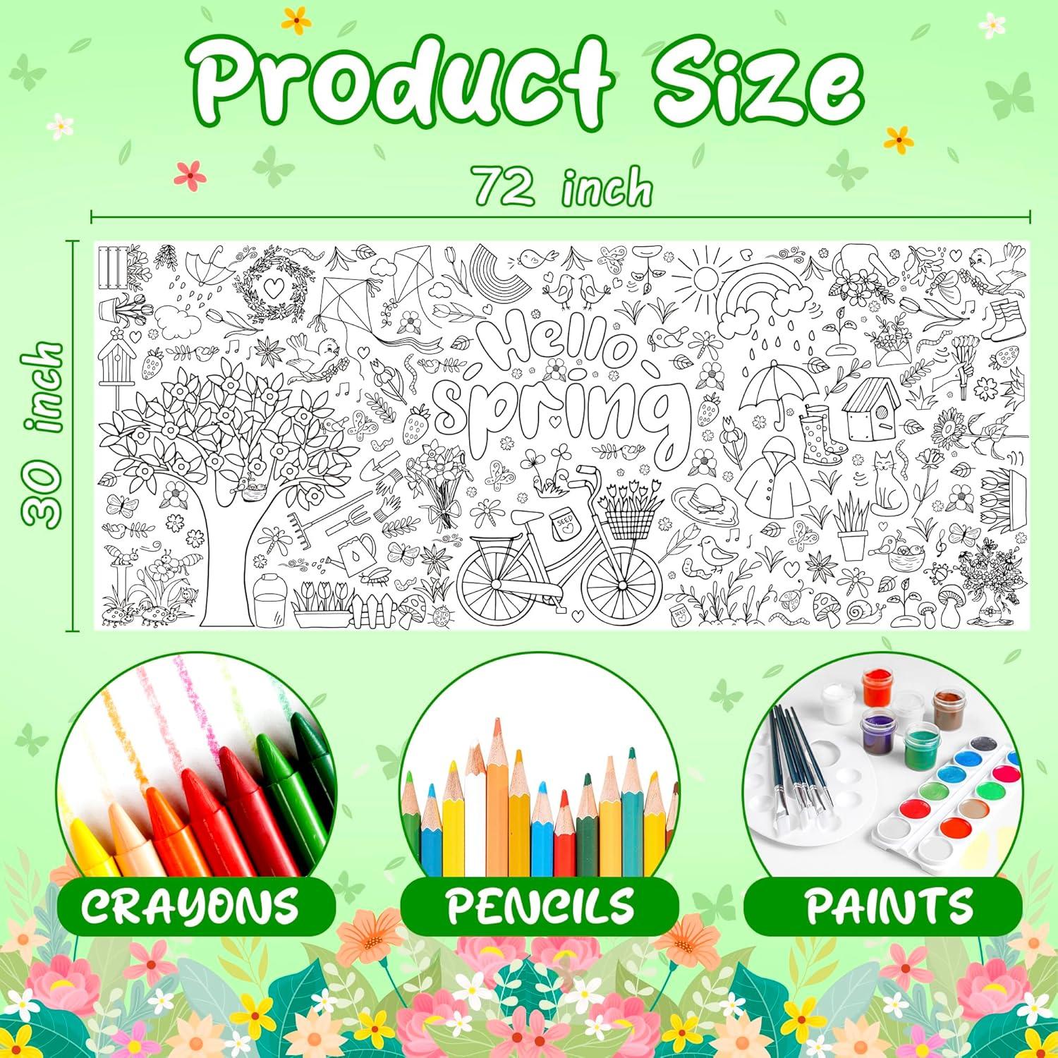 image:imageOHOME Back to School Giant Coloring PosterTablecloth Back to School Decorations 30 x 72 Inches Kindergarten School Supplies for Kids Back to School Gifts for Kids Banner Classroom Must HavesSpring