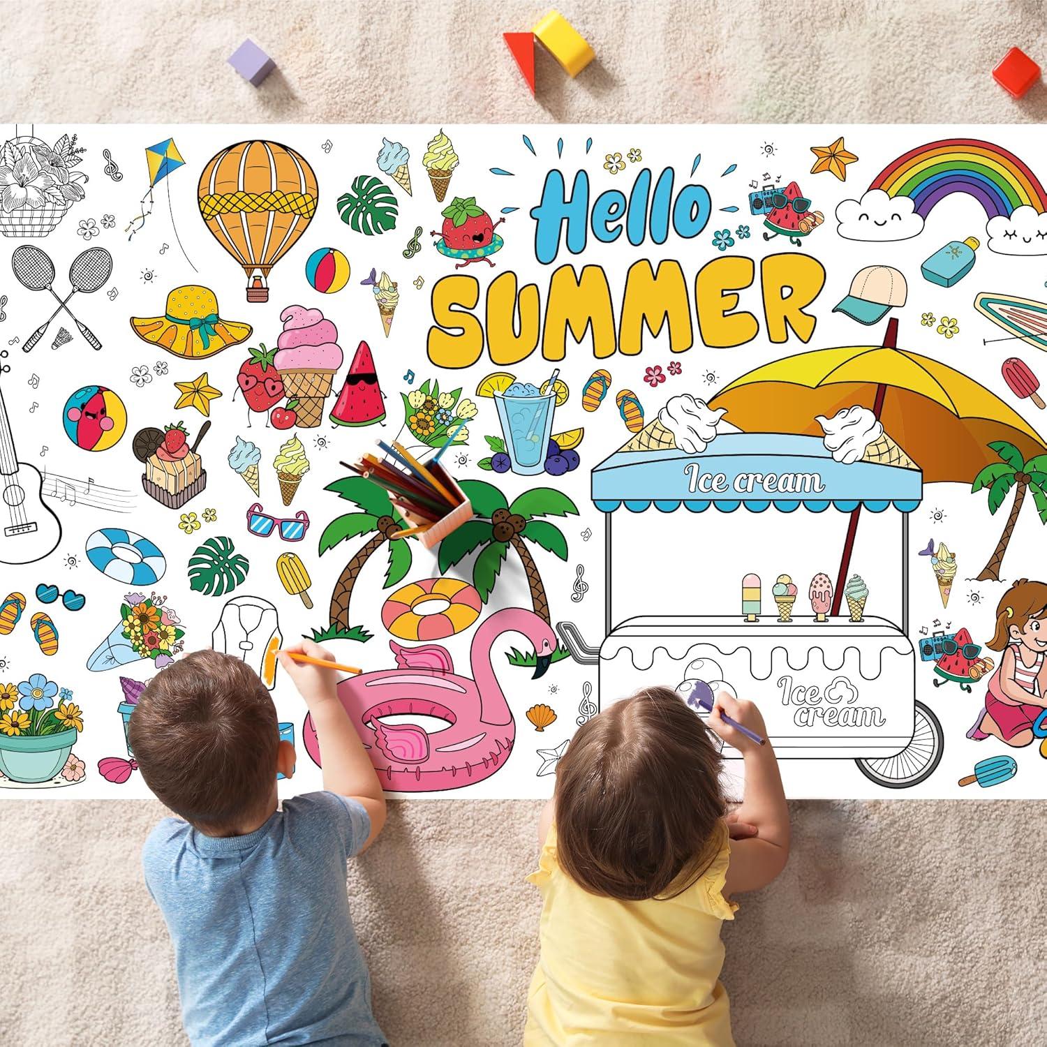 image:imageOHOME Back to School Giant Coloring PosterTablecloth Back to School Decorations 30 x 72 Inches Kindergarten School Supplies for Kids Back to School Gifts for Kids Banner Classroom Must HavesSummer