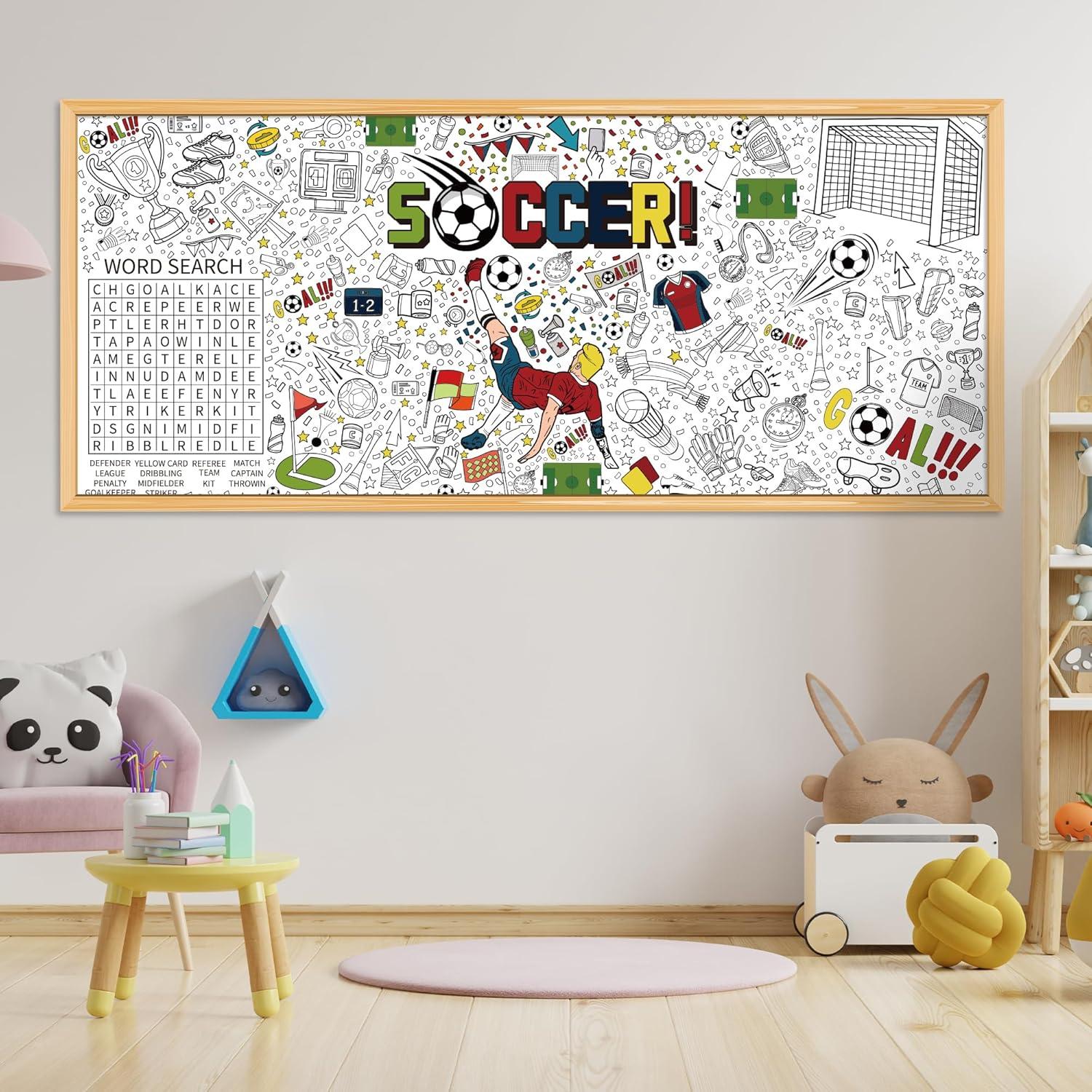 image:imageOHOME Back to School Giant Coloring PosterTablecloth Back to School Decorations 30 x 72 Inches Kindergarten School Supplies for Kids Back to School Gifts for Kids Banner Classroom Must HavesSoccer