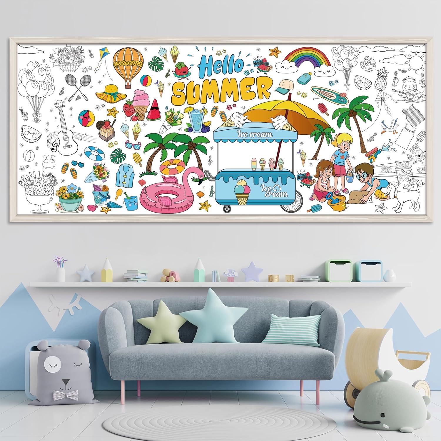 image:imageOHOME Back to School Giant Coloring PosterTablecloth Back to School Decorations 30 x 72 Inches Kindergarten School Supplies for Kids Back to School Gifts for Kids Banner Classroom Must HavesSummer
