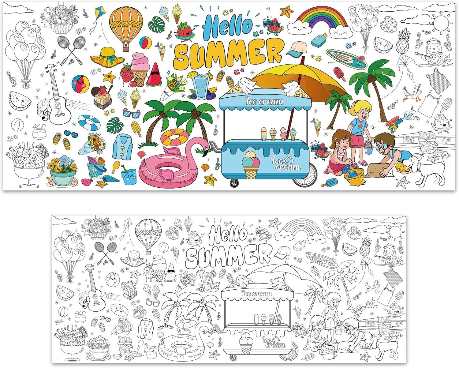 image:imageOHOME Back to School Giant Coloring PosterTablecloth Back to School Decorations 30 x 72 Inches Kindergarten School Supplies for Kids Back to School Gifts for Kids Banner Classroom Must HavesSummer