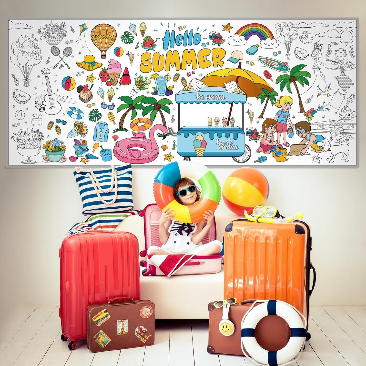 image:imageOHOME Back to School Giant Coloring PosterTablecloth Back to School Decorations 30 x 72 Inches Kindergarten School Supplies for Kids Back to School Gifts for Kids Banner Classroom Must HavesSummer