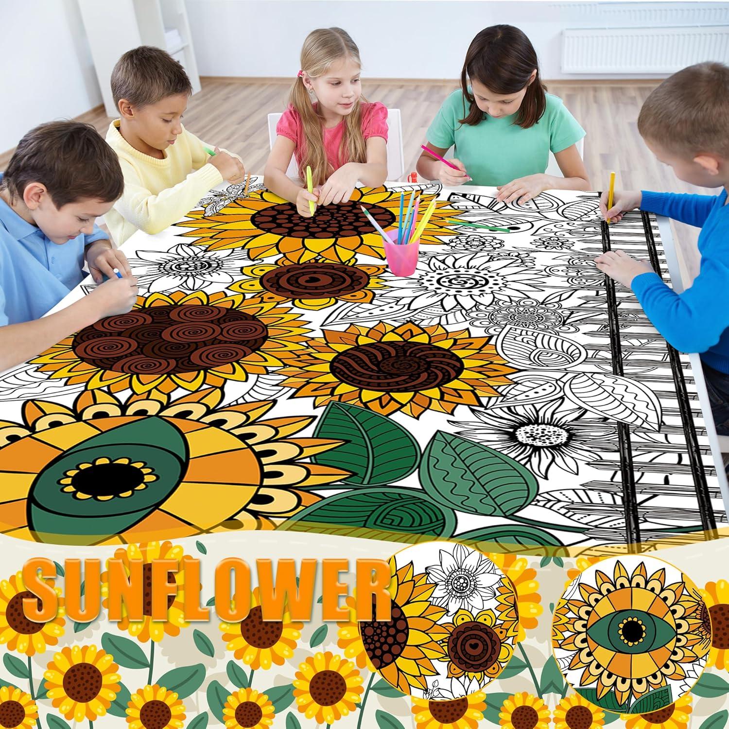 image:imageOHOME Back to School Giant Coloring PosterTablecloth Back to School Decorations 30 x 72 Inches Kindergarten School Supplies for Kids Back to School Gifts for Kids Banner Classroom Must HavesSunflower