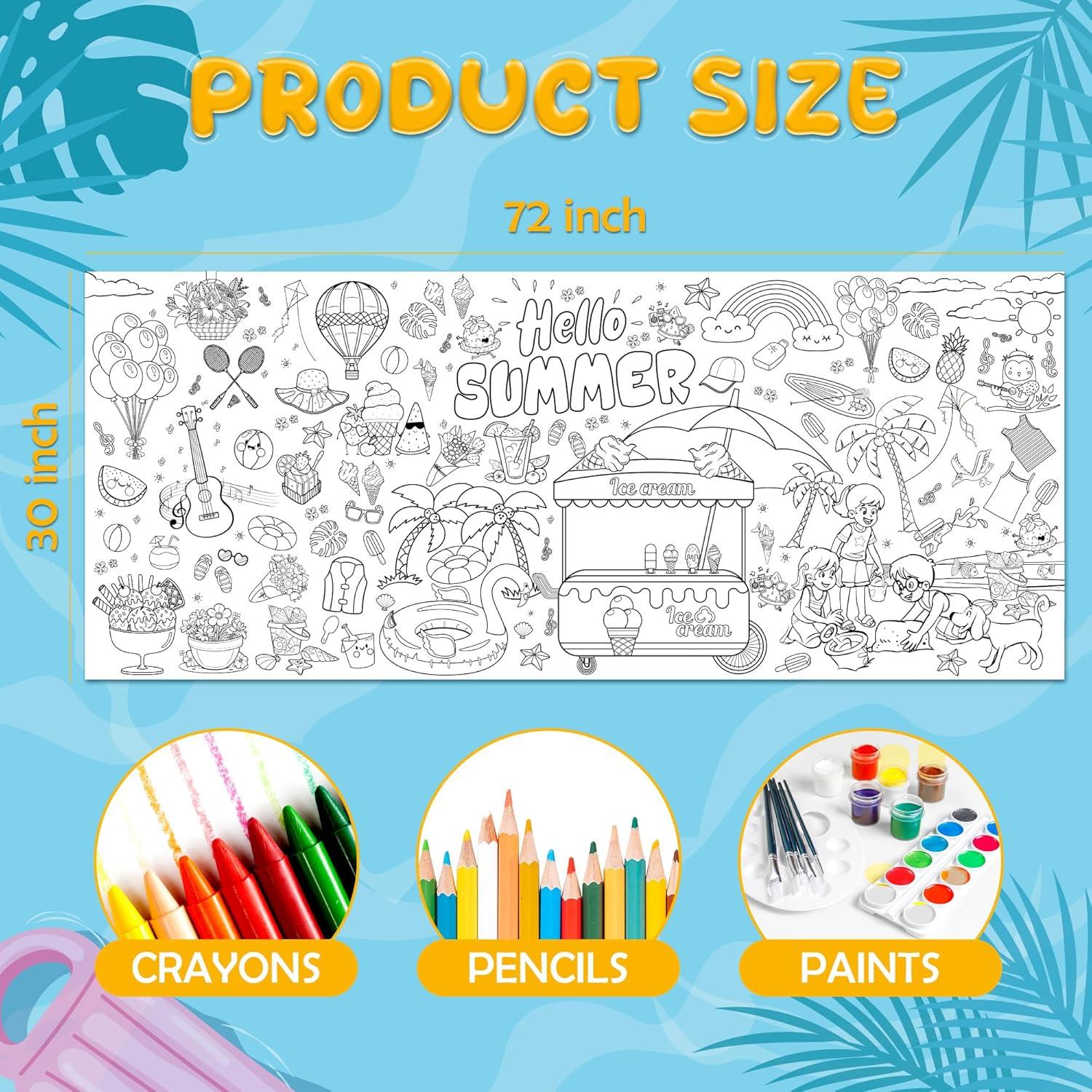 image:imageOHOME Back to School Giant Coloring PosterTablecloth Back to School Decorations 30 x 72 Inches Kindergarten School Supplies for Kids Back to School Gifts for Kids Banner Classroom Must HavesSummer