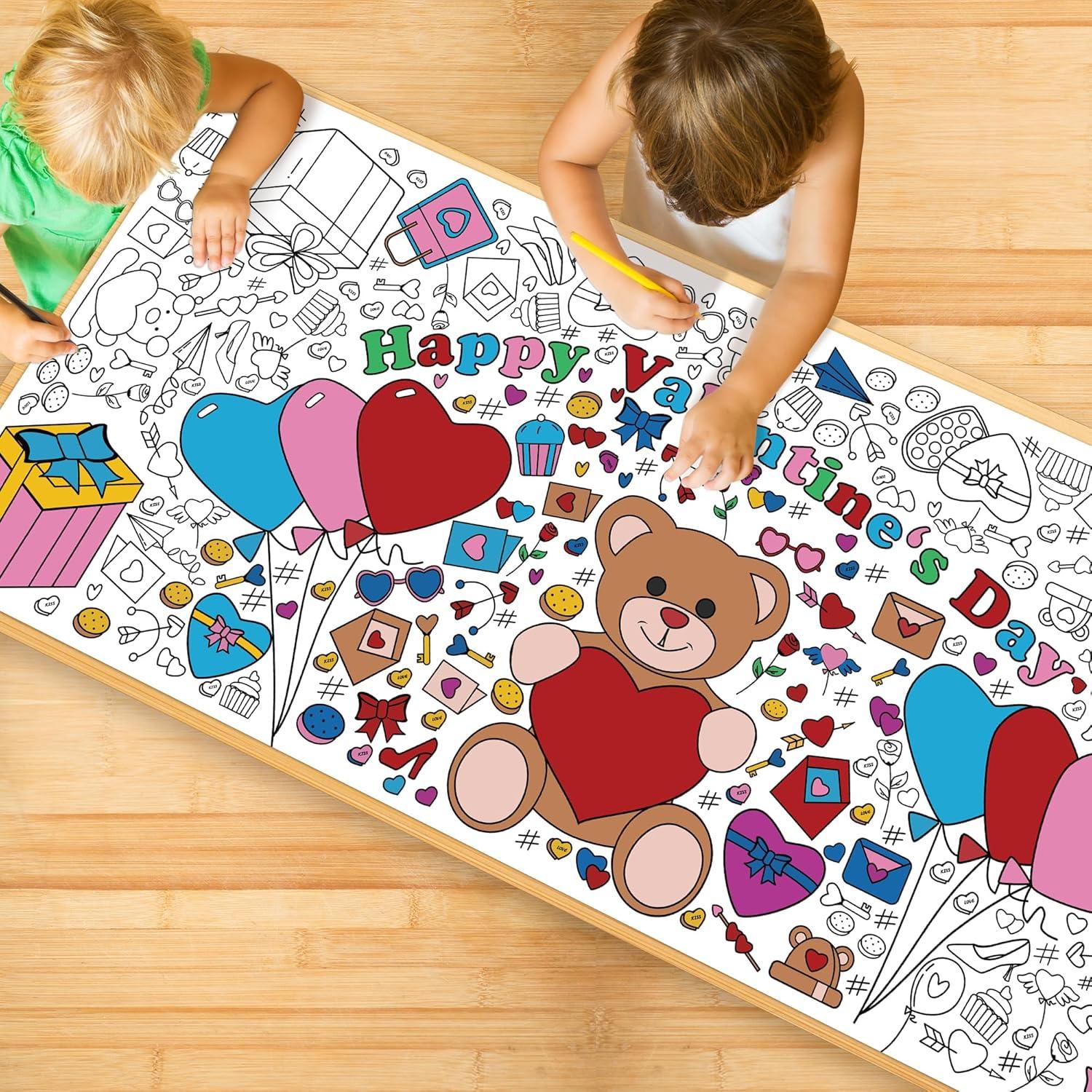 image:imageOHOME Back to School Giant Coloring PosterTablecloth Back to School Decorations 30 x 72 Inches Kindergarten School Supplies for Kids Back to School Gifts for Kids Banner Classroom Must HavesValentines Day