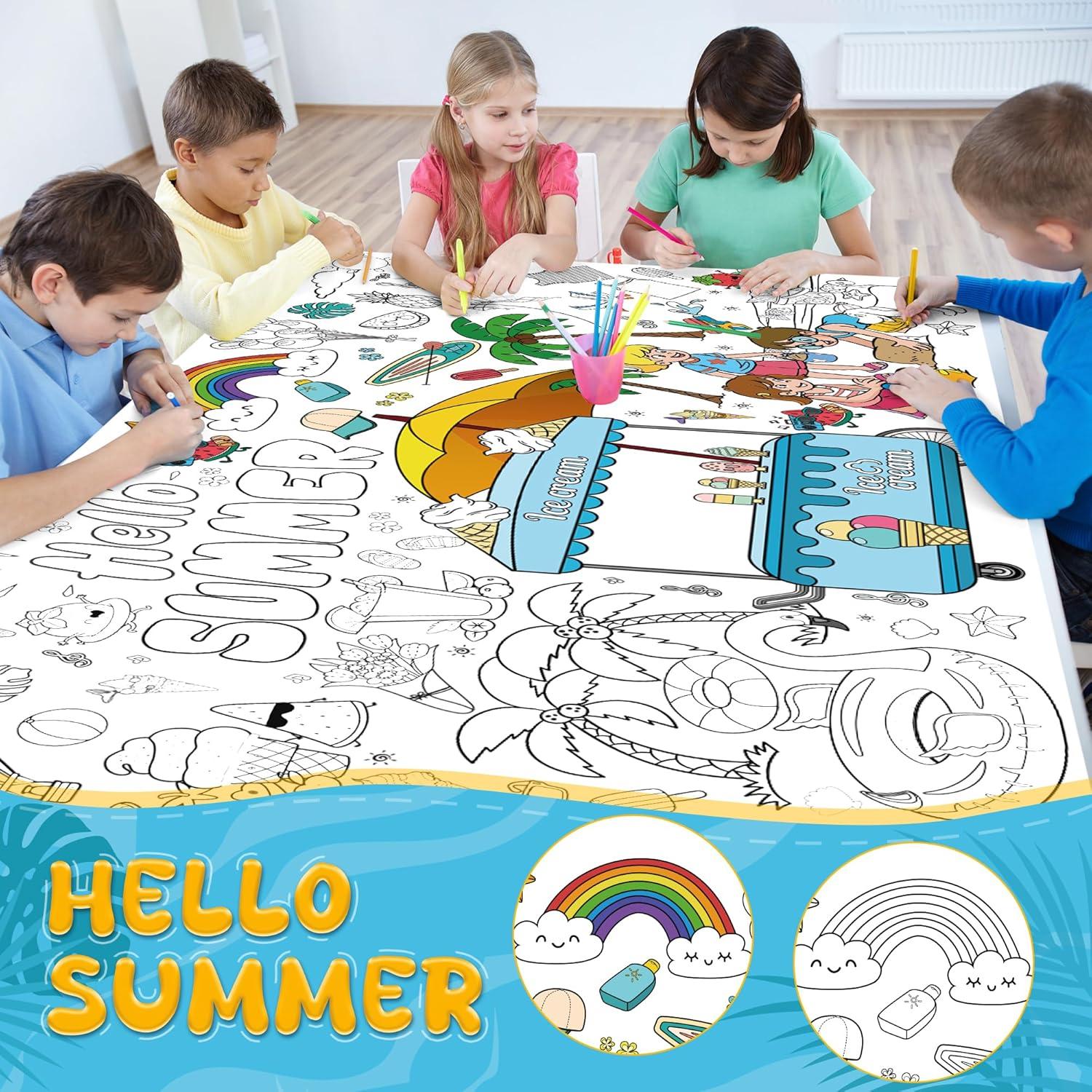 image:imageOHOME Back to School Giant Coloring PosterTablecloth Back to School Decorations 30 x 72 Inches Kindergarten School Supplies for Kids Back to School Gifts for Kids Banner Classroom Must HavesSummer