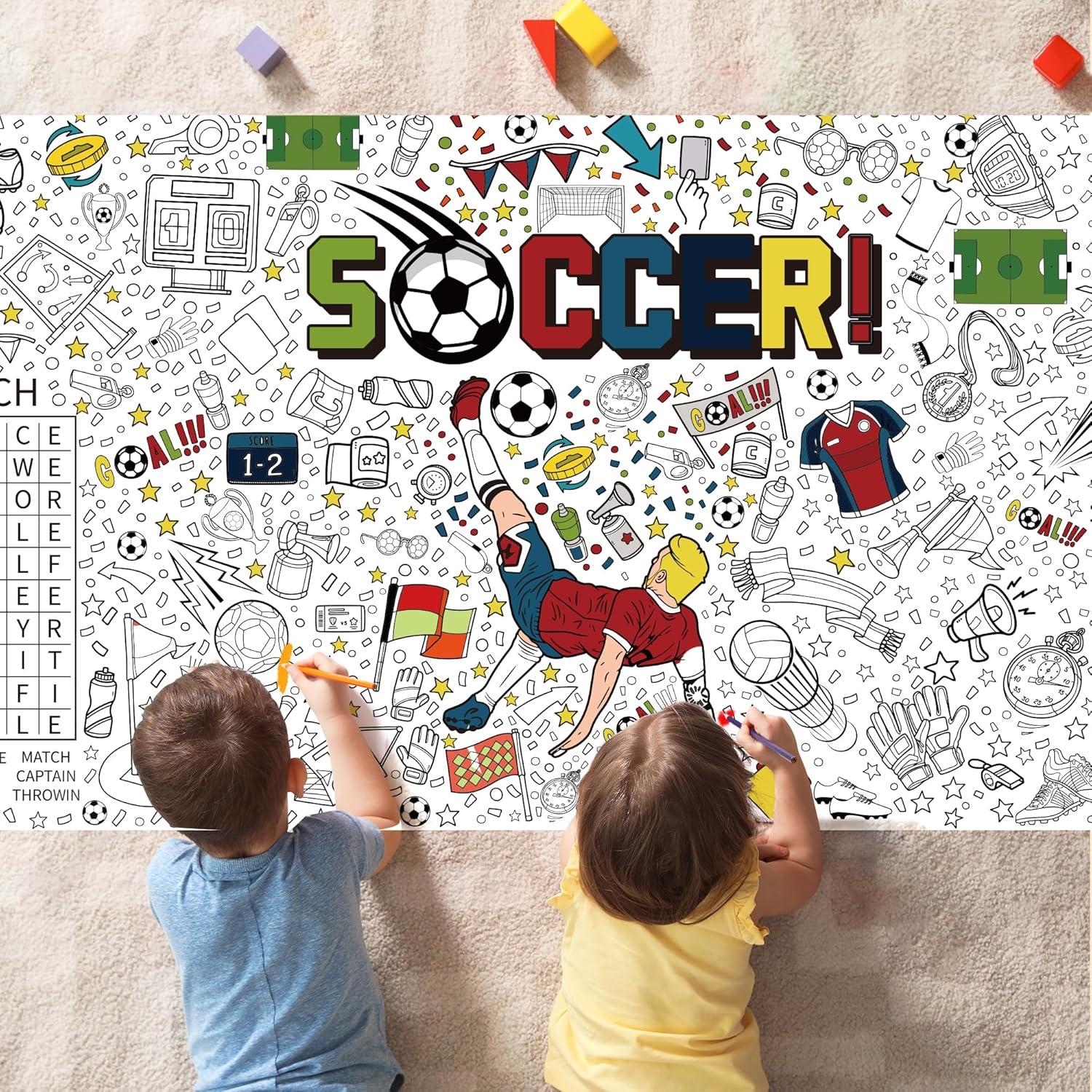 image:imageOHOME Back to School Giant Coloring PosterTablecloth Back to School Decorations 30 x 72 Inches Kindergarten School Supplies for Kids Back to School Gifts for Kids Banner Classroom Must HavesSoccer