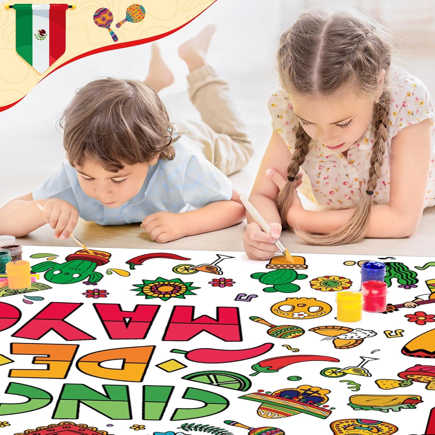 image:imageOHOME Back to School Giant Coloring PosterTablecloth  Back to School Decorations  30 x 72 Inches Kindergarten School Supplies for Kids  Back to School Gifts for Kids  Banner Classroom Must HavesCinco De Mayo