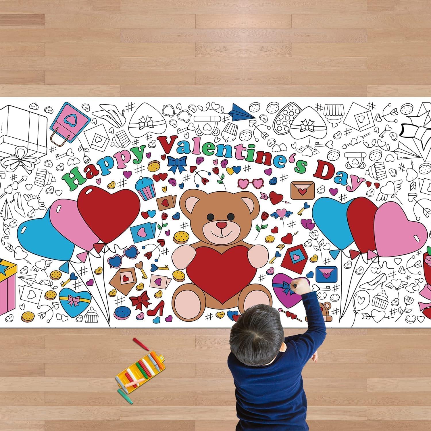 image:imageOHOME Back to School Giant Coloring PosterTablecloth Back to School Decorations 30 x 72 Inches Kindergarten School Supplies for Kids Back to School Gifts for Kids Banner Classroom Must HavesValentines Day