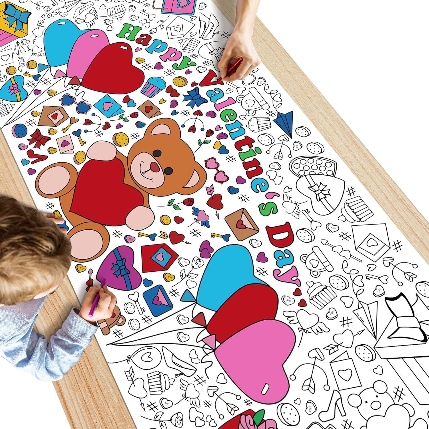 image:imageOHOME Back to School Giant Coloring PosterTablecloth Back to School Decorations 30 x 72 Inches Kindergarten School Supplies for Kids Back to School Gifts for Kids Banner Classroom Must HavesValentines Day