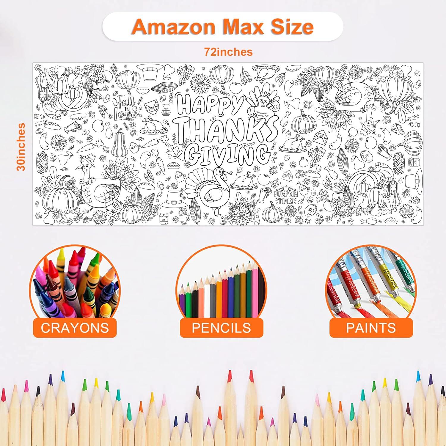 image:imageOHOME Back to School Giant Coloring PosterTablecloth Back to School Decorations 30 x 72 Inches Kindergarten School Supplies for Kids Back to School Gifts for Kids Banner Classroom Must HavesThanksgiving
