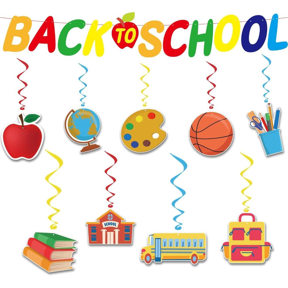 image:imageBack to School Decorations  Hanging Swirls Back to School Banner Sign Decorations for Indoor Outdoor  First Day of School Sign Backdrop  Hanging Classroom Decor Party Favors SuppliesMulticolor