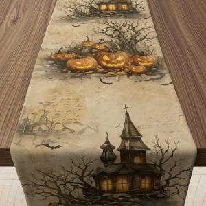Back to School Decorations – Welcome Back to School Table Runner | First Day of School Decorations for Home Party Favors & Gifts Supplies(Halloween Castle)
