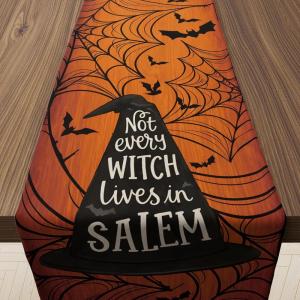 Back to School Decorations – Welcome Back to School Table Runner | First Day of School Decorations for Home Party Favors & Gifts Supplies(Halloween Web)