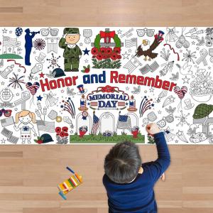OHOME Back to School Giant Coloring Poster/Tablecloth – Back to School Decorations – 30 x 72 Inches Kindergarten School Supplies for Kids – Back to School Gifts for Kids – Banner Classroom Must Haves(Memorial Day)