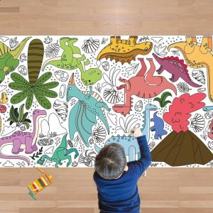 OHOME Back to School Giant Coloring Poster/Tablecloth – Back to School Decorations – 30 x 72 Inches Kindergarten School Supplies for Kids – Back to School Gifts for Kids – Banner Classroom Must Haves(Dinosaur)