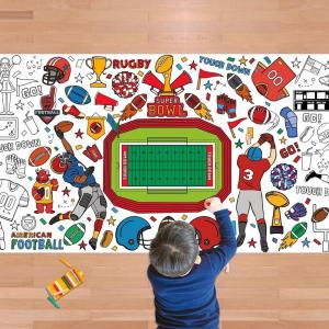OHOME Back to School Giant Coloring Poster/Tablecloth – Back to School Decorations – 30 x 72 Inches Kindergarten School Supplies for Kids – Back to School Gifts for Kids – Banner Classroom Must Haves(Football)