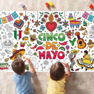 OHOME Back to School Giant Coloring Poster/Tablecloth – Back to School Decorations – 30 x 72 Inches Kindergarten School Supplies for Kids – Back to School Gifts for Kids – Banner Classroom Must Haves(Cinco De Mayo)