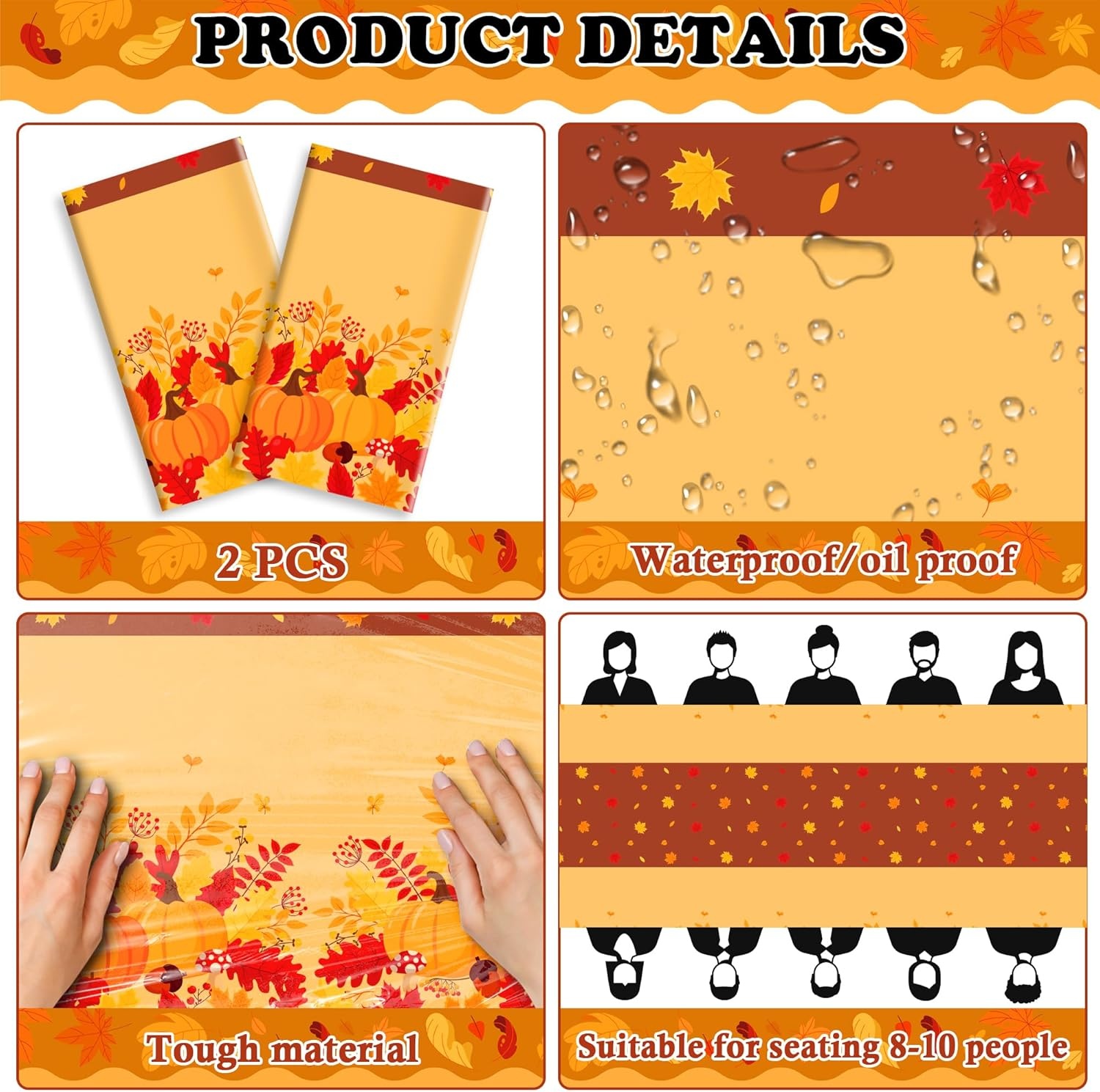 image:imageOHOME Luau Party Decorations Plastic Tablecloth for Summer Party Decorations Hawaiian Theme Decor for Tropical Beach Pool Birthday Backdrop Favors Supplies 2 PackOrange